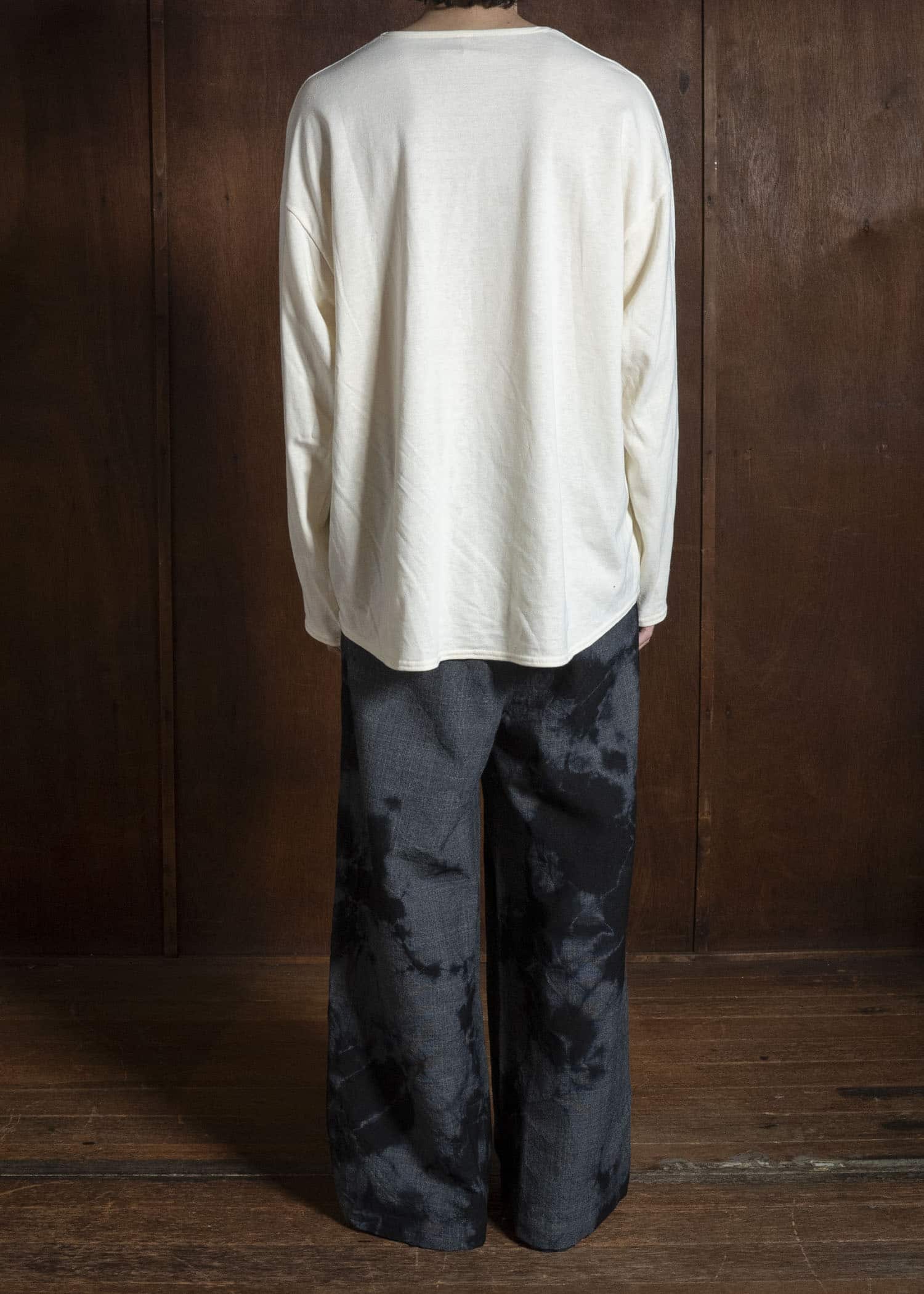 SUZUSAN 5050W-010 Wool Glen Check Drawstring Wide Pants madara sibori 7111 Dark Purple - Dark Grey