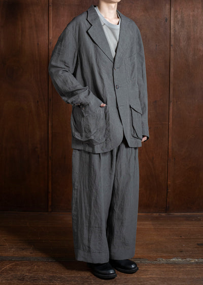 ZIGGY CHEN 0M2510921 3 Button Long Jacket CHARCOAL BLUE