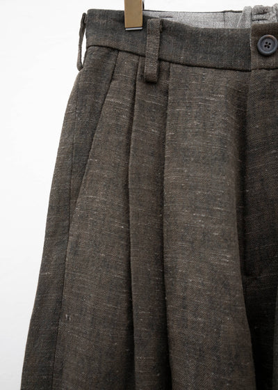 ZIGGY CHEN FRONT PLEATS HALF DRAWSTRING TROUSERS