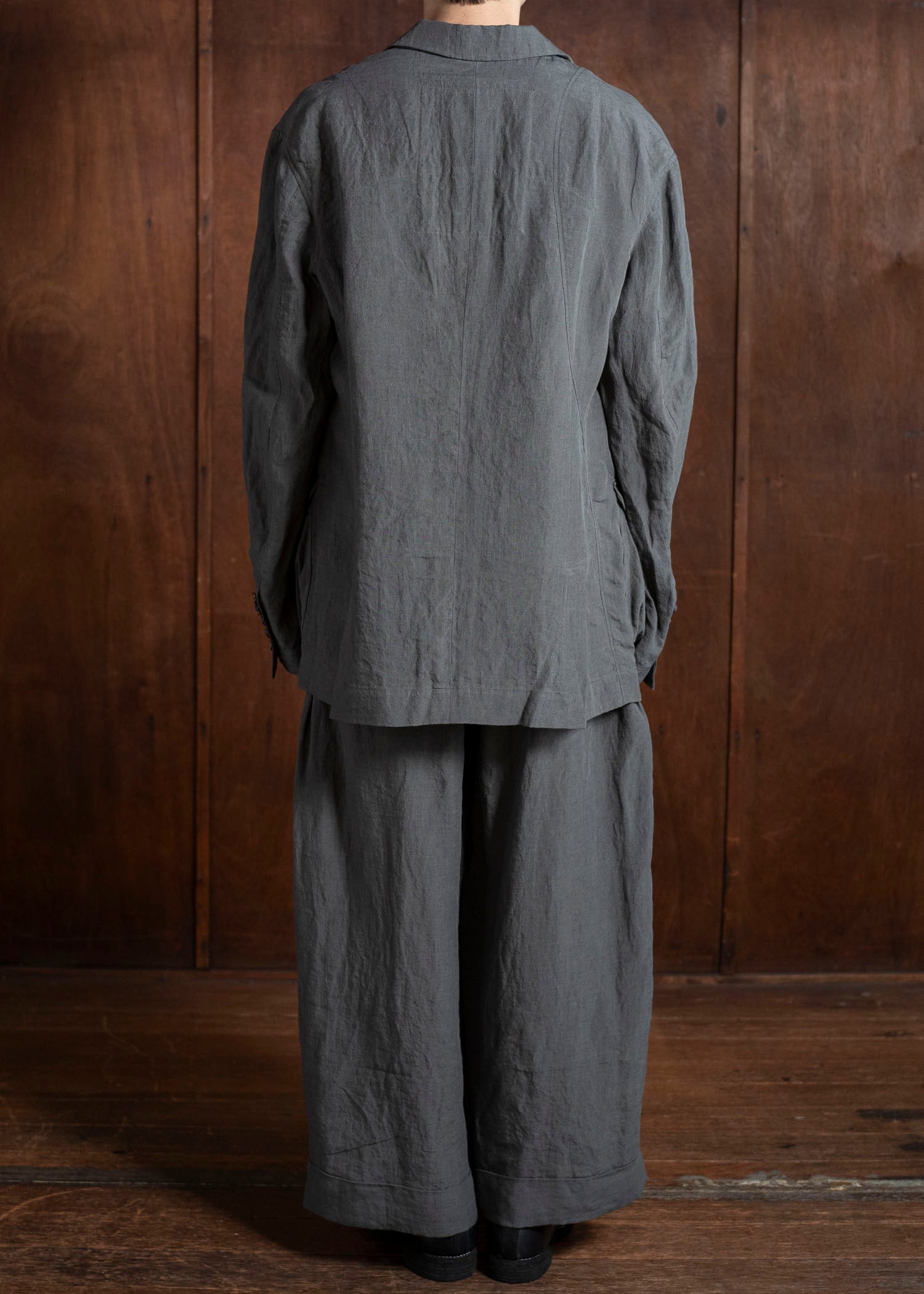 ZIGGY CHEN 0M2510921 3 Button Long Jacket CHARCOAL BLUE