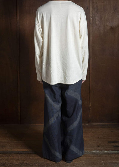 SUZUSAN 5050W-525 Wool Glen Check Drawstring Wide Pants itajime shibori X 7111 Dark Purple - Dark Grey
