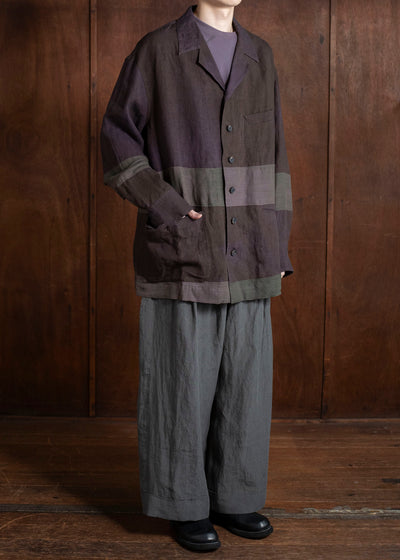 ZIGGY CHEN 0M2510703 Patchwork Shirt Jacket PURPLE BROWN