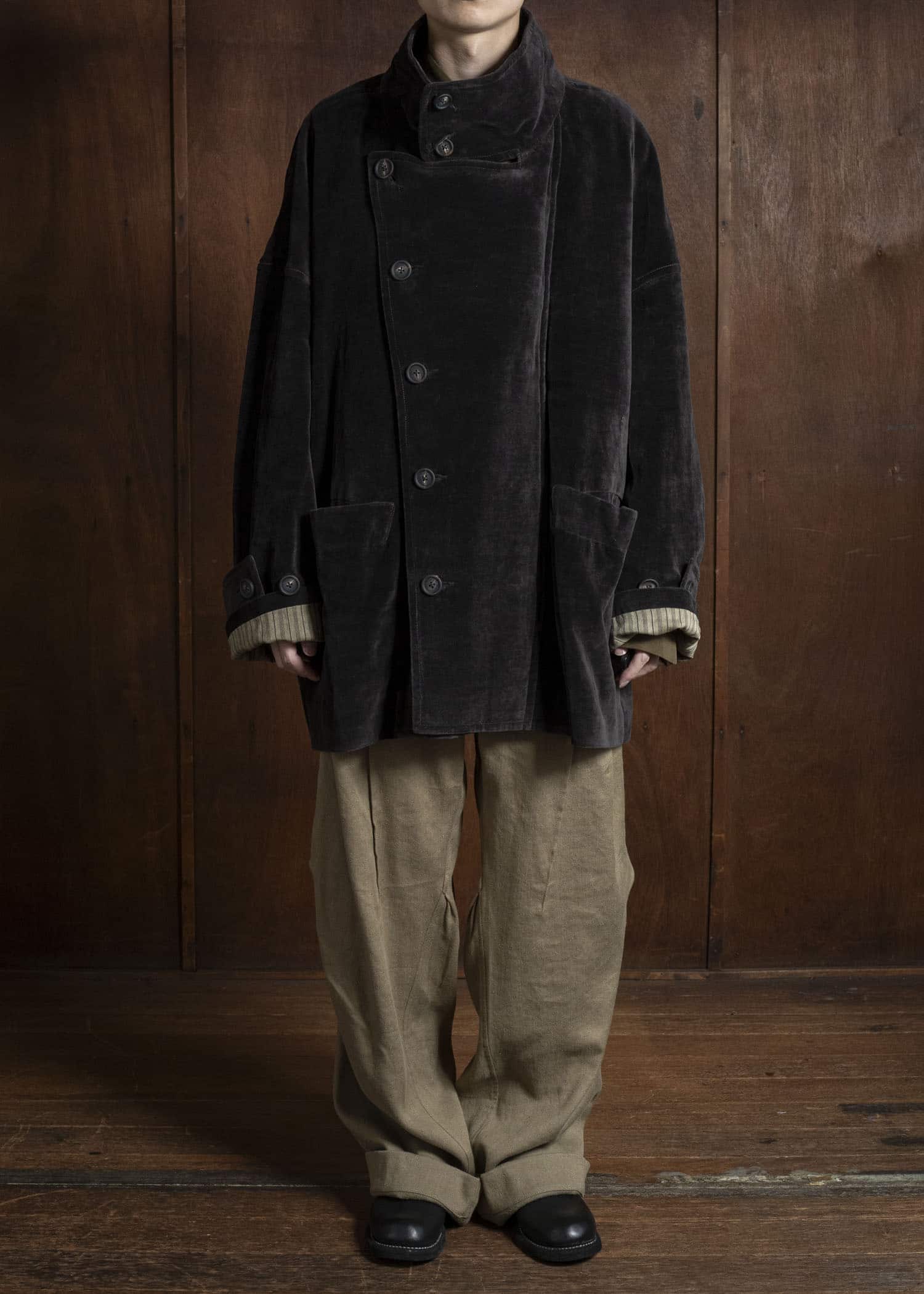 ZIGGY CHEN 0M2531103 VELVET STAND COLLAR SHORT COAT 65