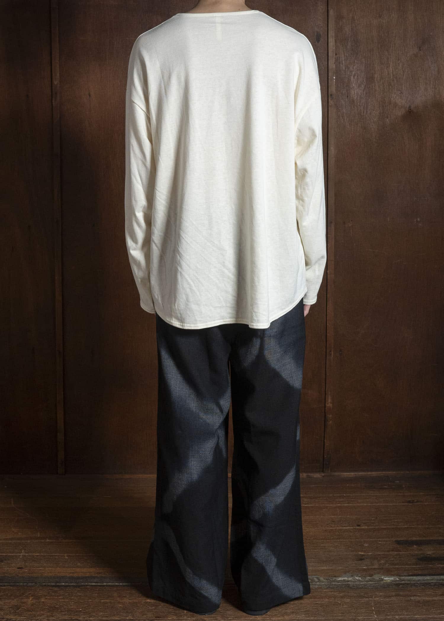 SUZUSAN 5050W-525 Wool Glen Check Drawstring Wide Pants itajime shibori X 1011 Black - Dark Grey
