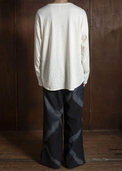 SUZUSAN 5050W-525 Wool Glen Check Drawstring Wide Pants itajime shibori X 1011 Black - Dark Grey