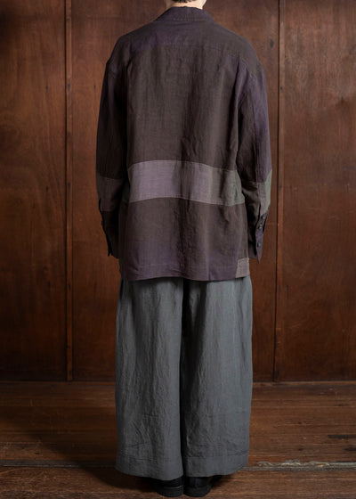 ZIGGY CHEN 0M2510703 Patchwork Shirt Jacket PURPLE BROWN