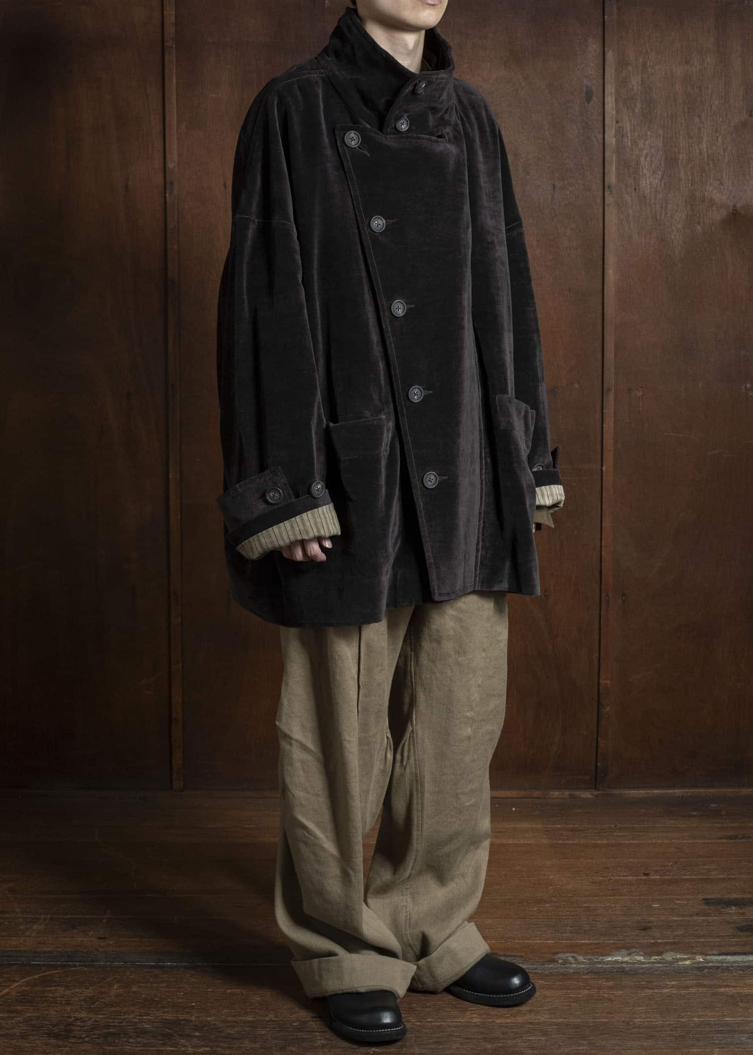 ZIGGY CHEN 0M2531103 VELVET STAND COLLAR SHORT COAT 65