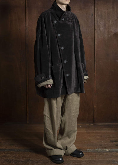 ZIGGY CHEN 0M2531103 VELVET STAND COLLAR SHORT COAT 65