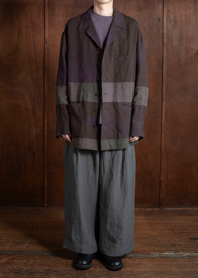 ZIGGY CHEN 0M2510703 Patchwork Shirt Jacket PURPLE BROWN