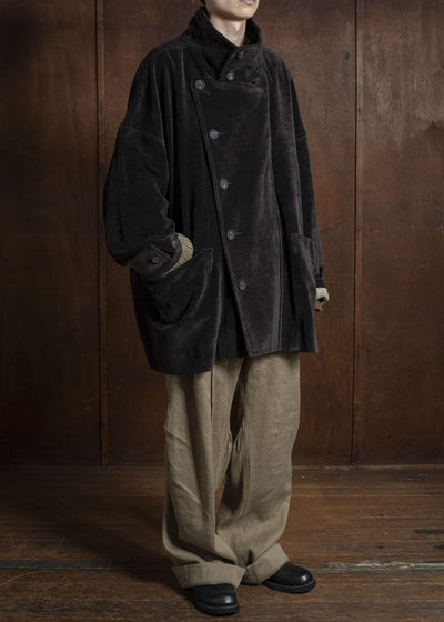 ZIGGY CHEN 0M2531103 VELVET STAND COLLAR SHORT COAT 65