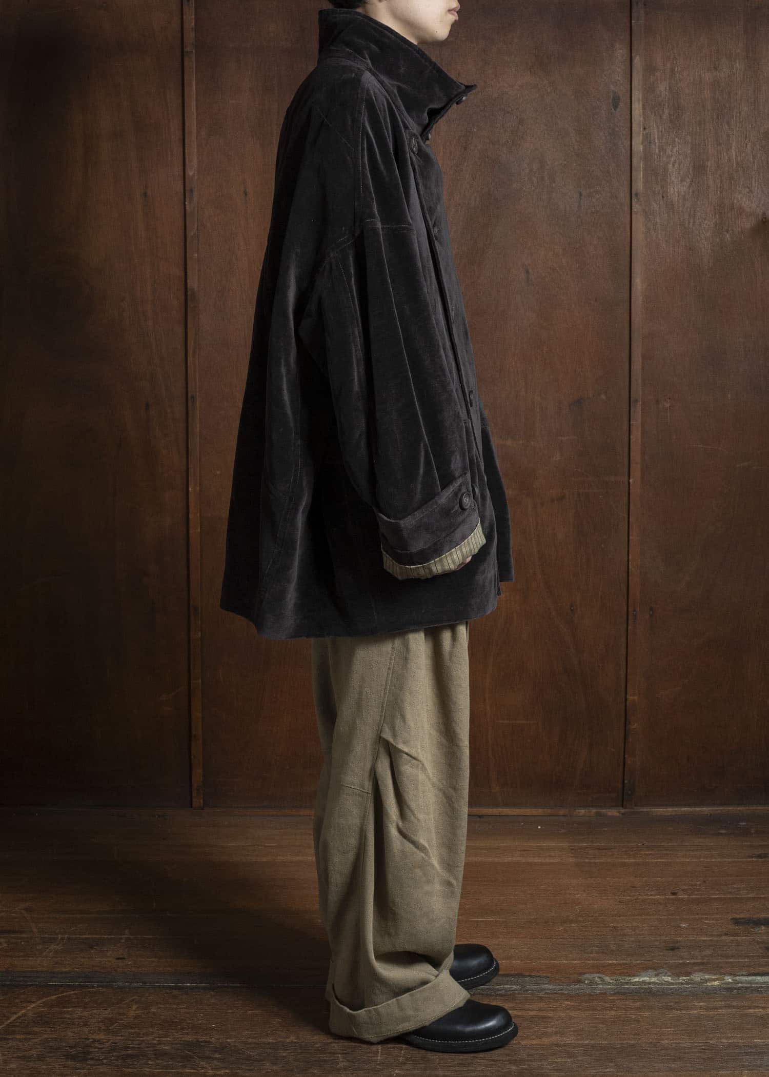 ZIGGY CHEN 0M2531103 VELVET STAND COLLAR SHORT COAT 65