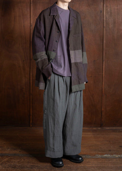 ZIGGY CHEN 0M2510703 Patchwork Shirt Jacket PURPLE BROWN