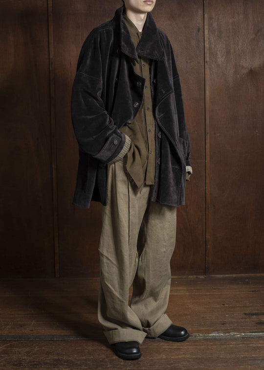 ZIGGY CHEN 0M2531103 VELVET STAND COLLAR SHORT COAT 65