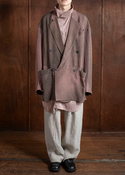 ZIGGY CHEN 0M2510913 Double Breasted Long Jacket MAUVE BROWN