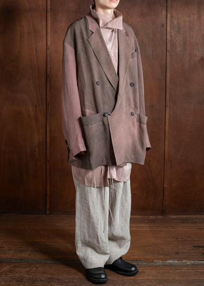 ZIGGY CHEN 0M2510913 Double Breasted Long Jacket MAUVE BROWN