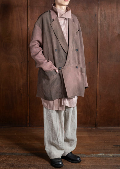 ZIGGY CHEN 0M2510913 Double Breasted Long Jacket MAUVE BROWN