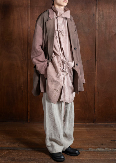 ZIGGY CHEN 0M2510913 Double Breasted Long Jacket MAUVE BROWN