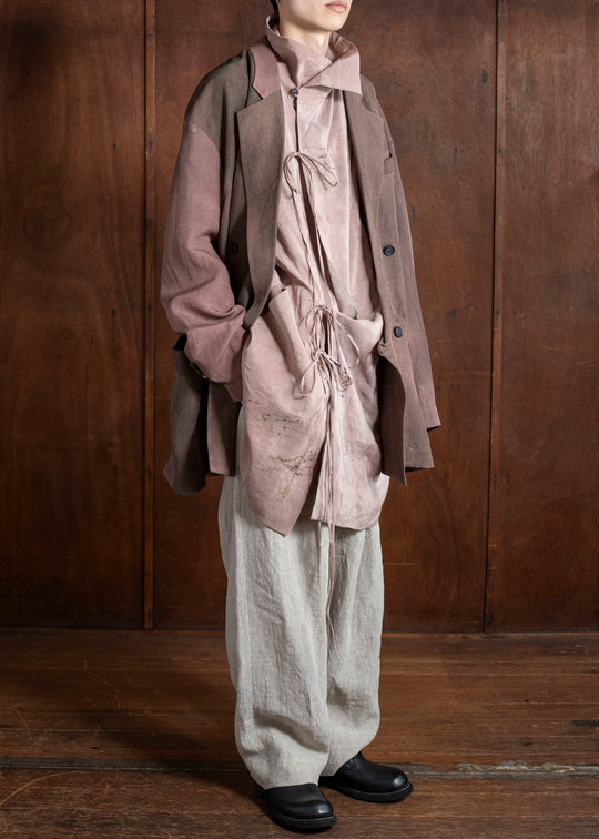 ZIGGY CHEN 0M2510913 Double Breasted Long Jacket MAUVE BROWN