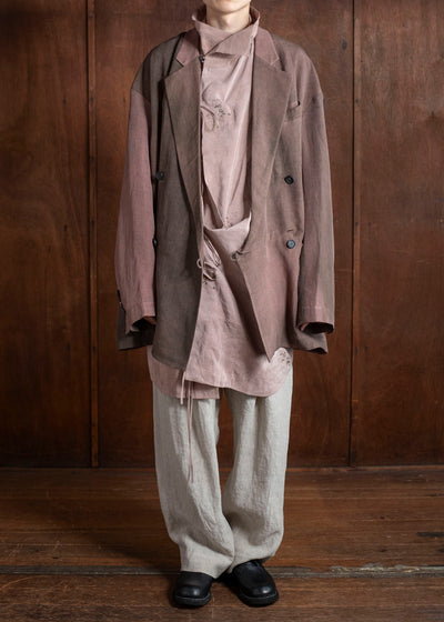 ZIGGY CHEN 0M2510913 Double Breasted Long Jacket MAUVE BROWN