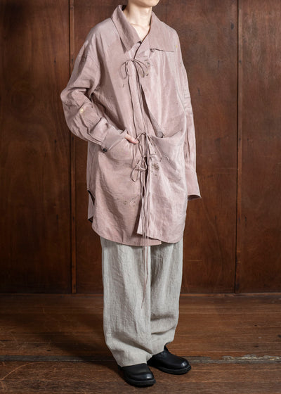 ZIGGY CHEN 0M2510718 High Neck Asymmetric Long Shirt CORAL PINK