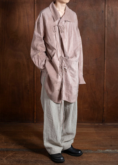 ZIGGY CHEN 0M2510718 High Neck Asymmetric Long Shirt CORAL PINK