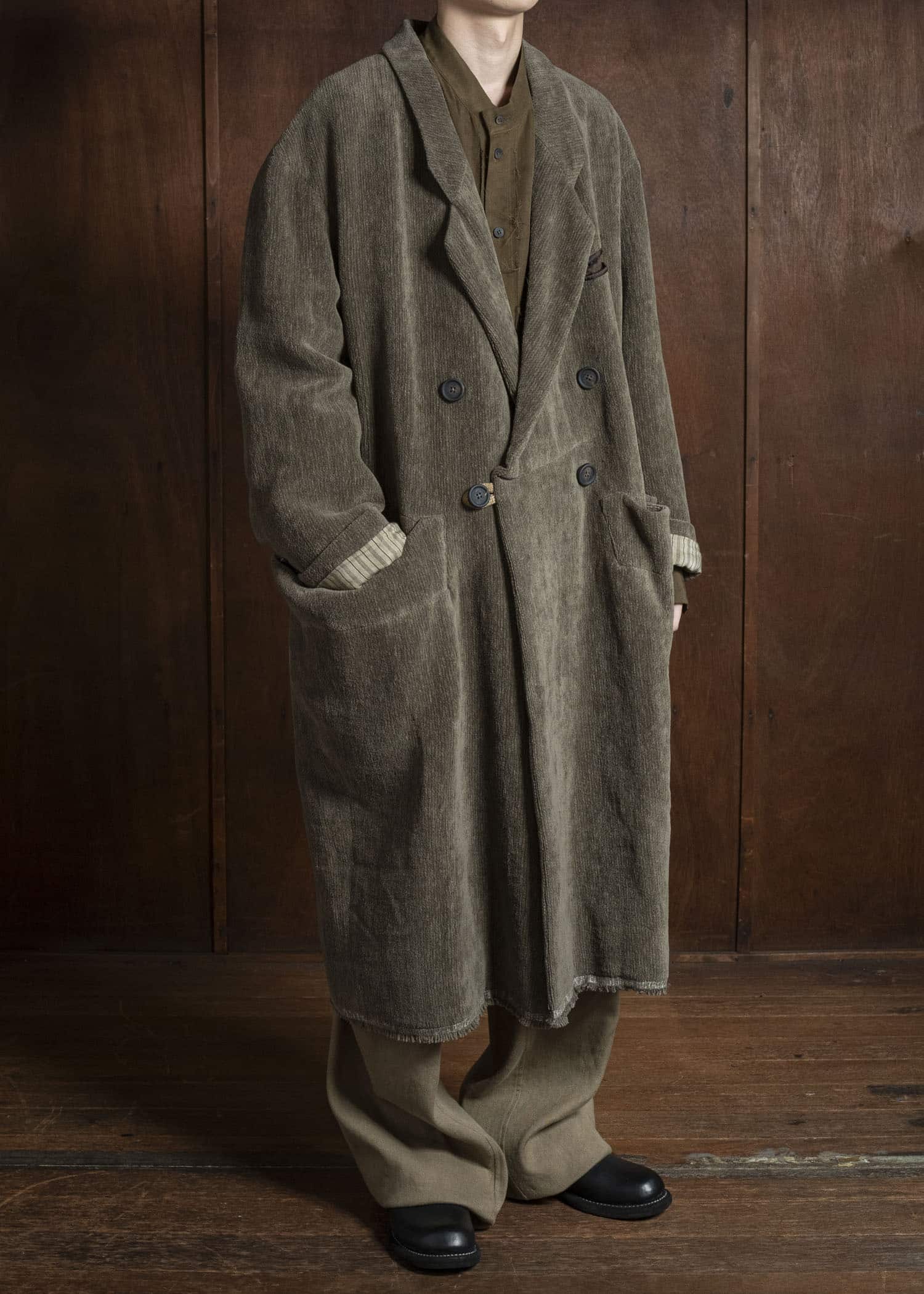 ZIGGY CHEN 0M2531106 CHENILLE CLOTH DOUBLE-BREASTED LONG COAT 82