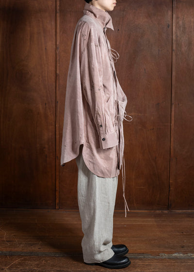 ZIGGY CHEN 0M2510718 High Neck Asymmetric Long Shirt CORAL PINK