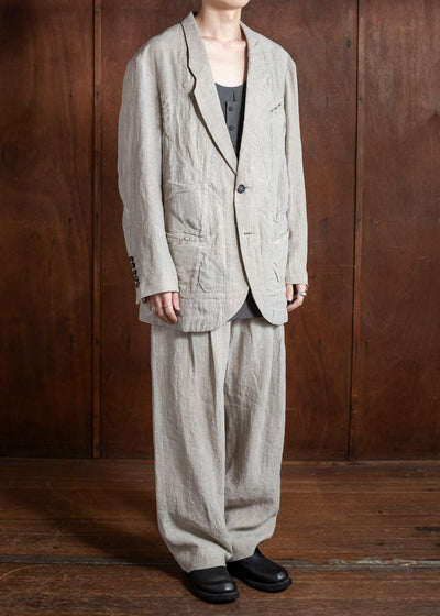 ZIGGY CHEN 0M2510914 Hidden Patchwork 2 Button Jacket LIGHT GRAY