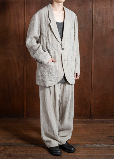 ZIGGY CHEN 0M2510914 Hidden Patchwork 2 Button Jacket LIGHT GRAY