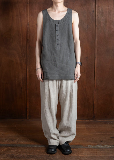 ZIGGY CHEN 0M2510105 Layered Henley-Neck Tank Top CHARCOAL BLUE