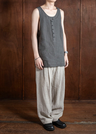 ZIGGY CHEN 0M2510105 Layered Henley-Neck Tank Top CHARCOAL BLUE