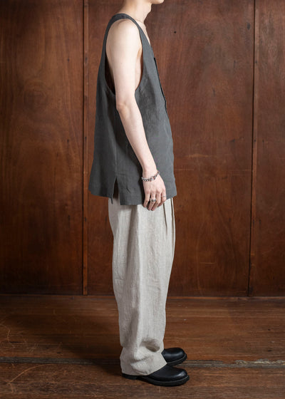 ZIGGY CHEN 0M2510105 Layered Henley-Neck Tank Top CHARCOAL BLUE