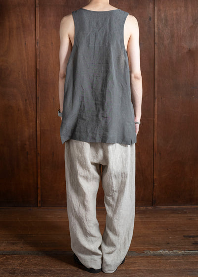 ZIGGY CHEN 0M2510105 Layered Henley-Neck Tank Top CHARCOAL BLUE