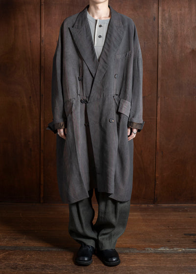 ZIGGY CHEN 0M2511101 Double Breasted Asymmetric Coat DARK PURPLE