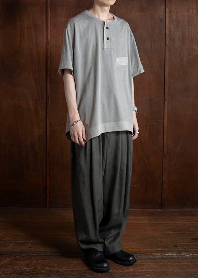 ZIGGY CHEN 0M2510218 Henley Neck T-Shirt LIGHT GRAY
