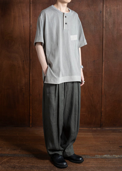 ZIGGY CHEN 0M2510218 Henley Neck T-Shirt LIGHT GRAY