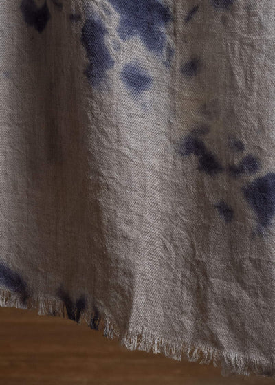 SUZUSAN 0013W-010 Hand Woven Baby Wool Shawl Madara Shibori 7165 Dark Purple - Light Coffee