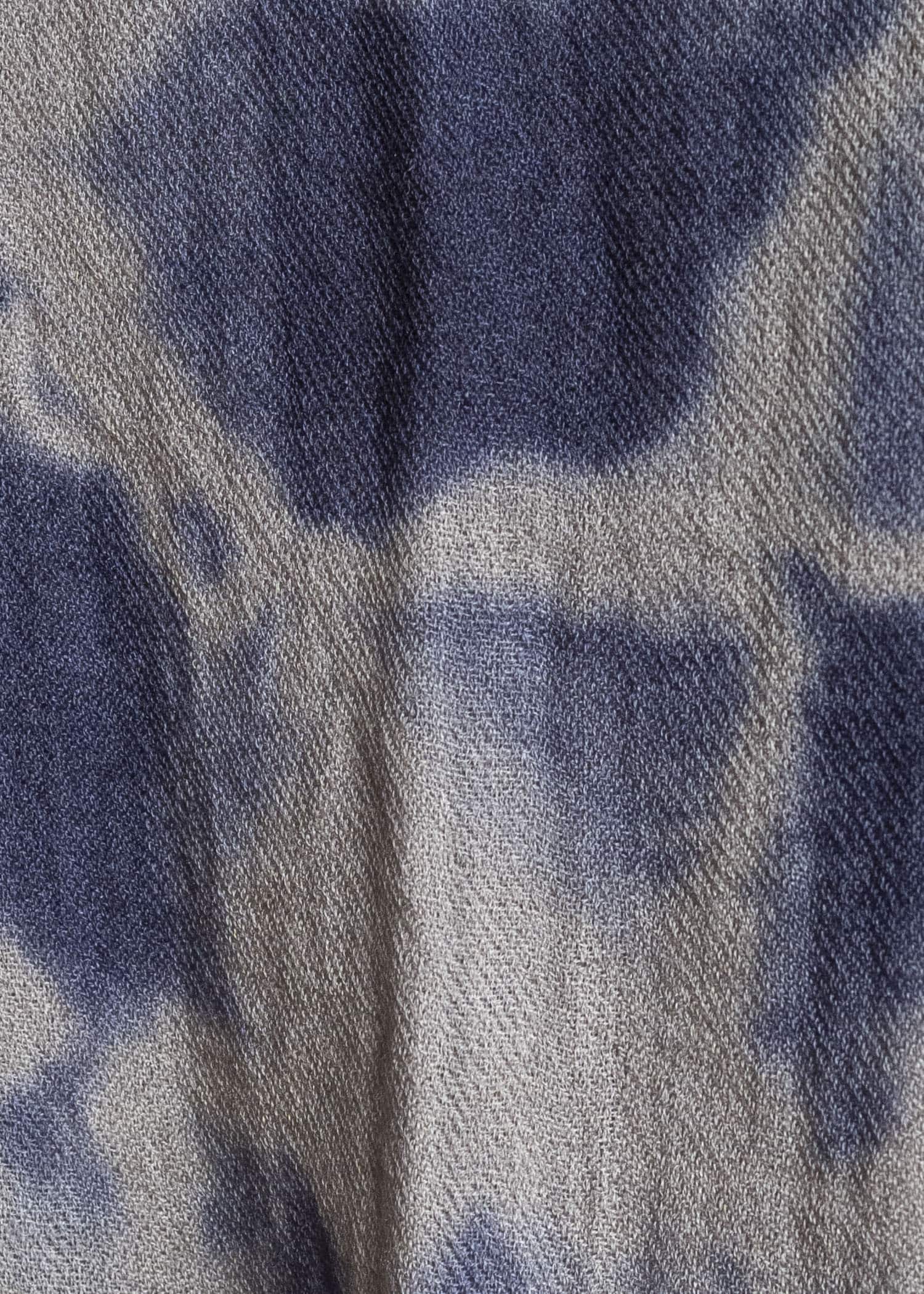 SUZUSAN 0013W-010 Hand Woven Baby Wool Shawl Madara Shibori 7165 Dark Purple - Light Coffee