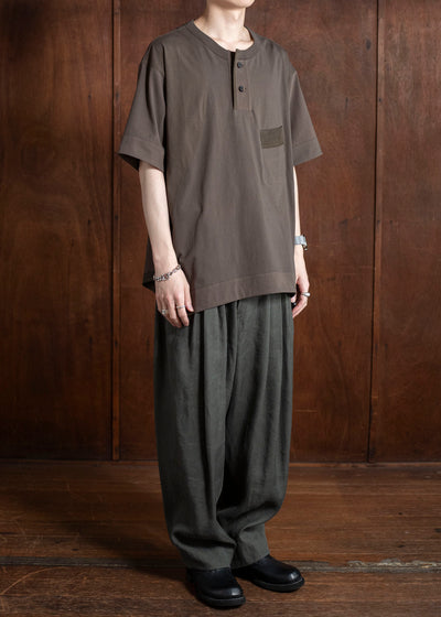 ZIGGY CHEN 0M2510203 Henley Neck T-Shirt DARK KHAKI