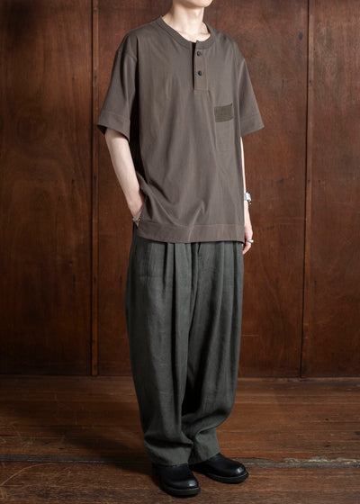 ZIGGY CHEN 0M2510203 Henley Neck T-Shirt DARK KHAKI