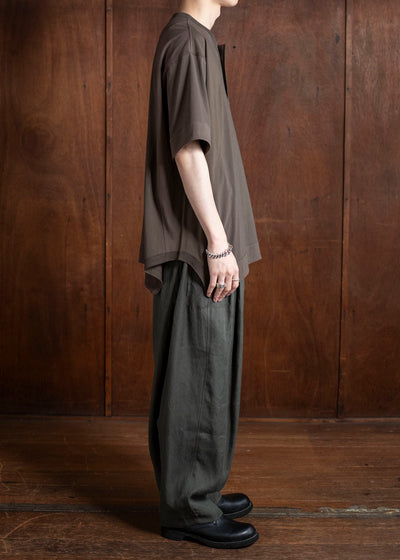 ZIGGY CHEN 0M2510203 Henley Neck T-Shirt DARK KHAKI