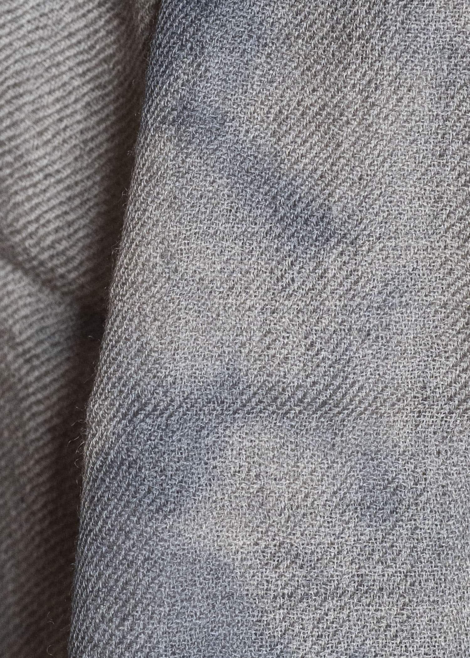 SUZUSAN 0013W-010 Hand Woven Baby Wool Shawl Madara Shibori 1365 Silver Grey - Light Coffee
