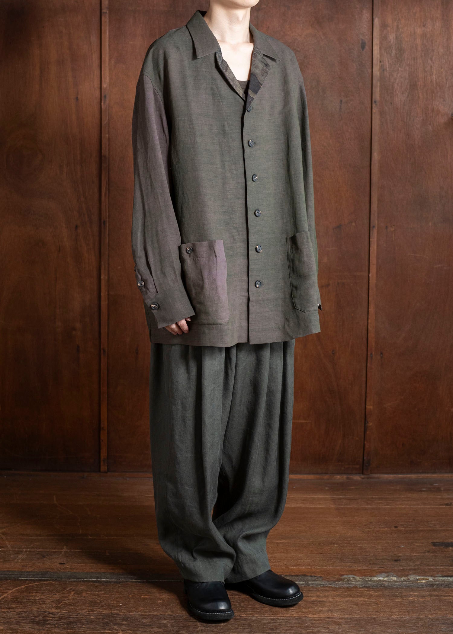 ZIGGY CHEN 0M2510719 Oversized Shirt Jacket MIX GREEN