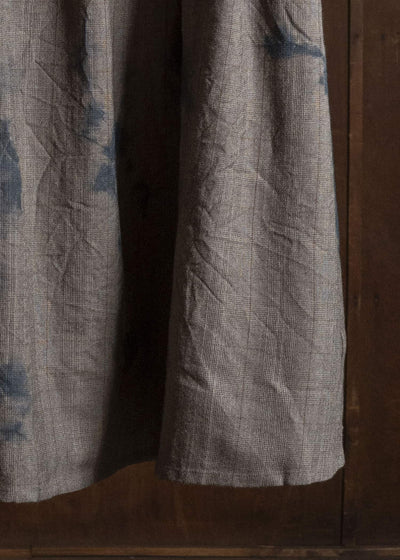 SUZUSAN 6026W-010 Wool Glen Check Pleated Skirt Madara Shibori 2260 Dark Blue - Brown