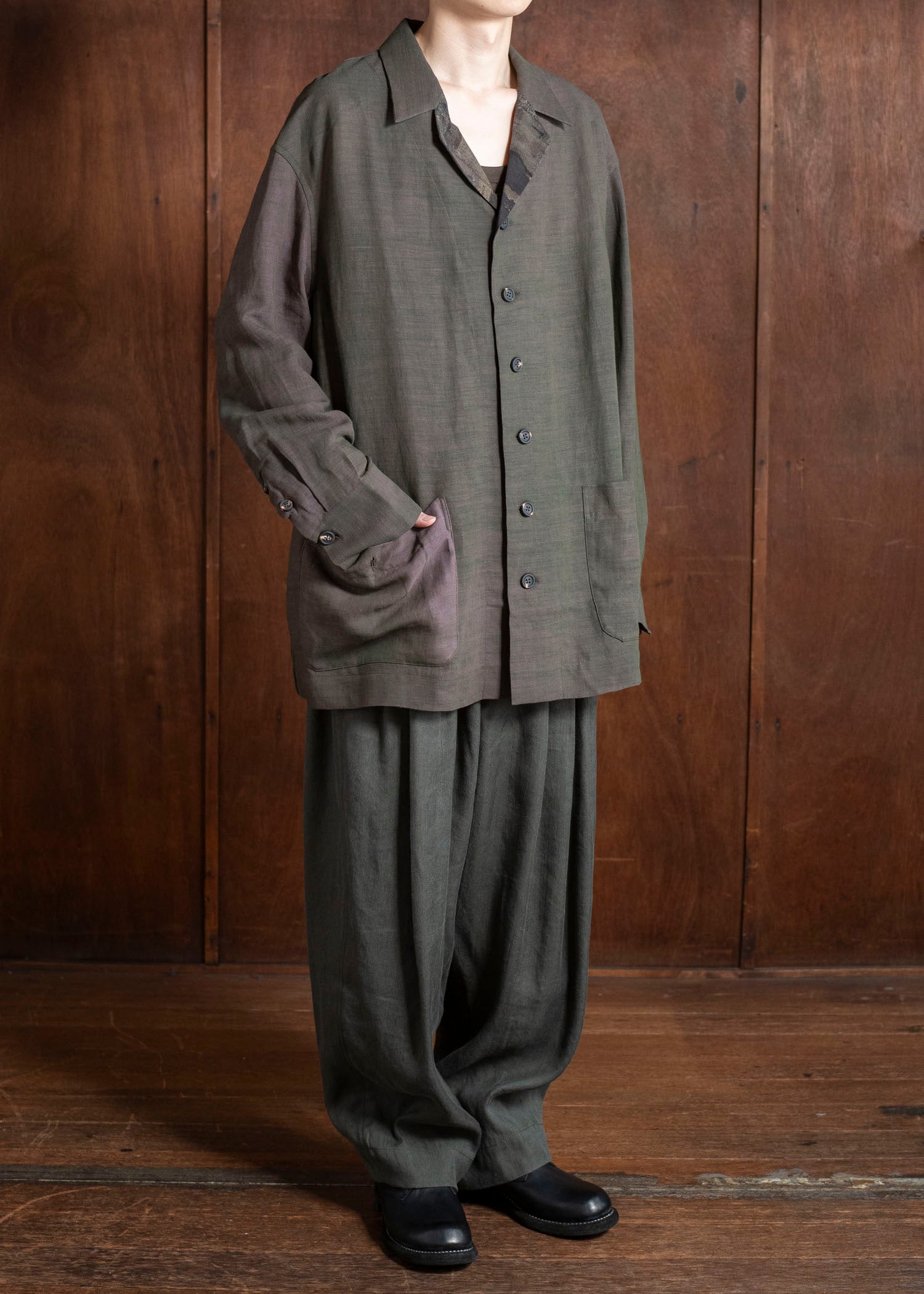 ZIGGY CHEN 0M2510719 Oversized Shirt Jacket MIX GREEN