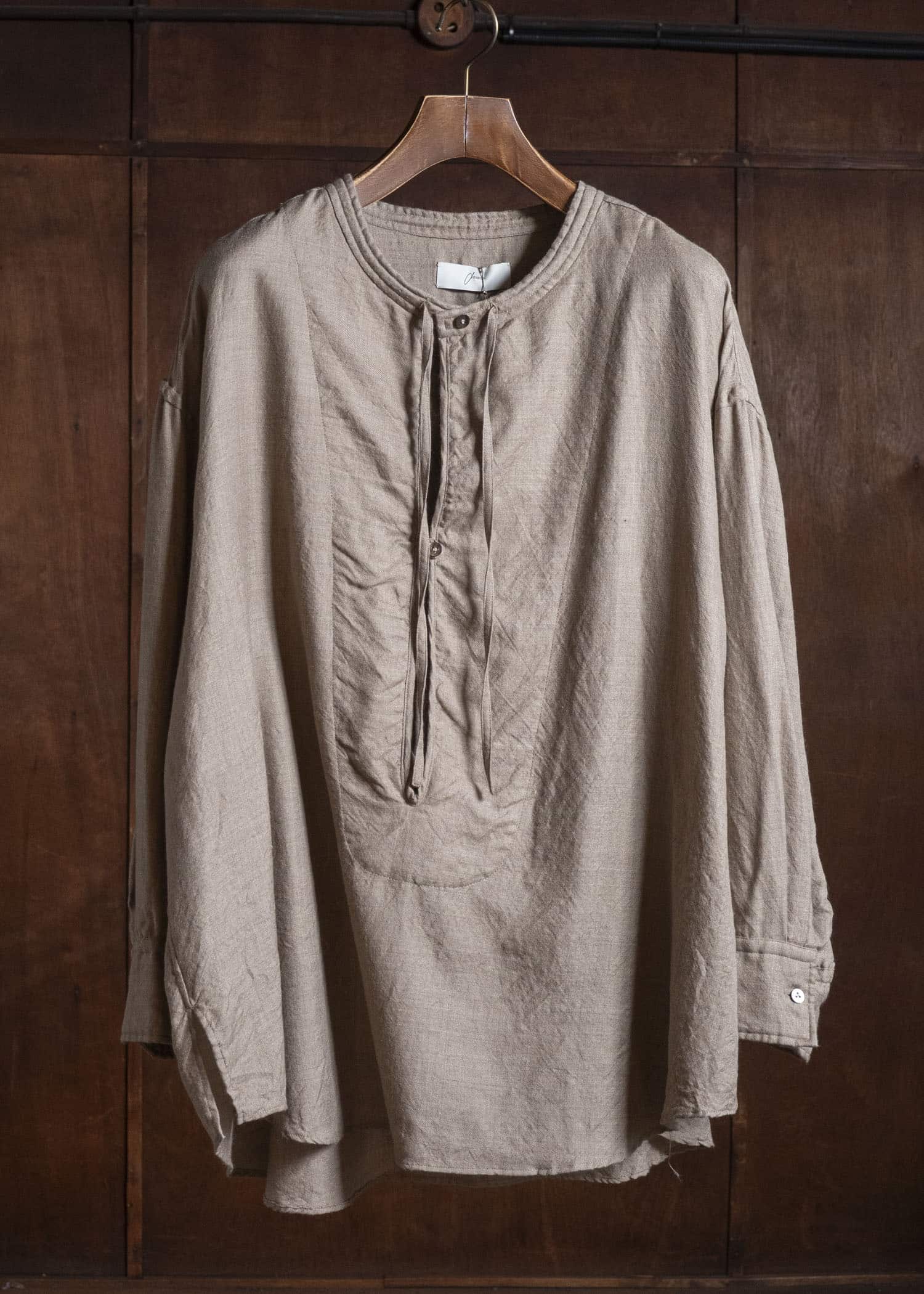 amachi. AY19S-1055-26AW Kashmir Wool Shirt Natural Brown