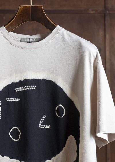 SUZUSAN Various Shibori ""Face""Cotton Jersey Short Sleeve T-Shirt 2073C-909-Black - Grge