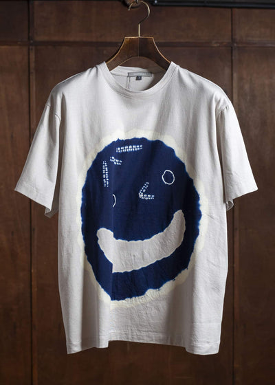 SUZUSAN Various Shibori ""Face""Cotton Jersey Short Sleeve T-Shirt 2073C-909-Dark Blue - Grge