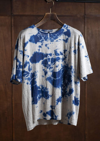 SUZUSAN リネンジャージーMadara 半袖Tシャツ 2056L-010 -2208 Dark Blue/Grege