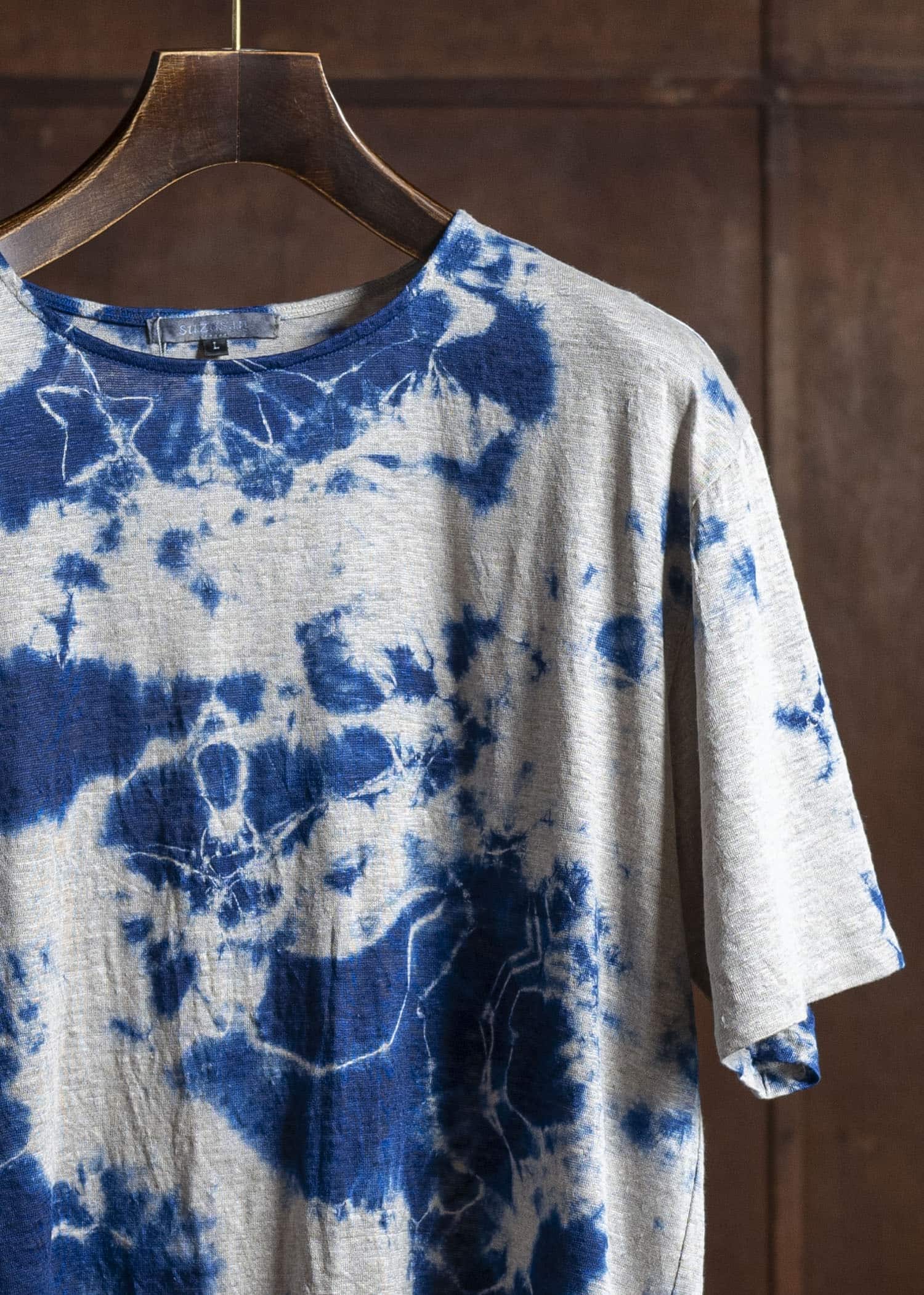 SUZUSAN リネンジャージーMadara 半袖Tシャツ 2056L-010 -2208 Dark Blue/Grege